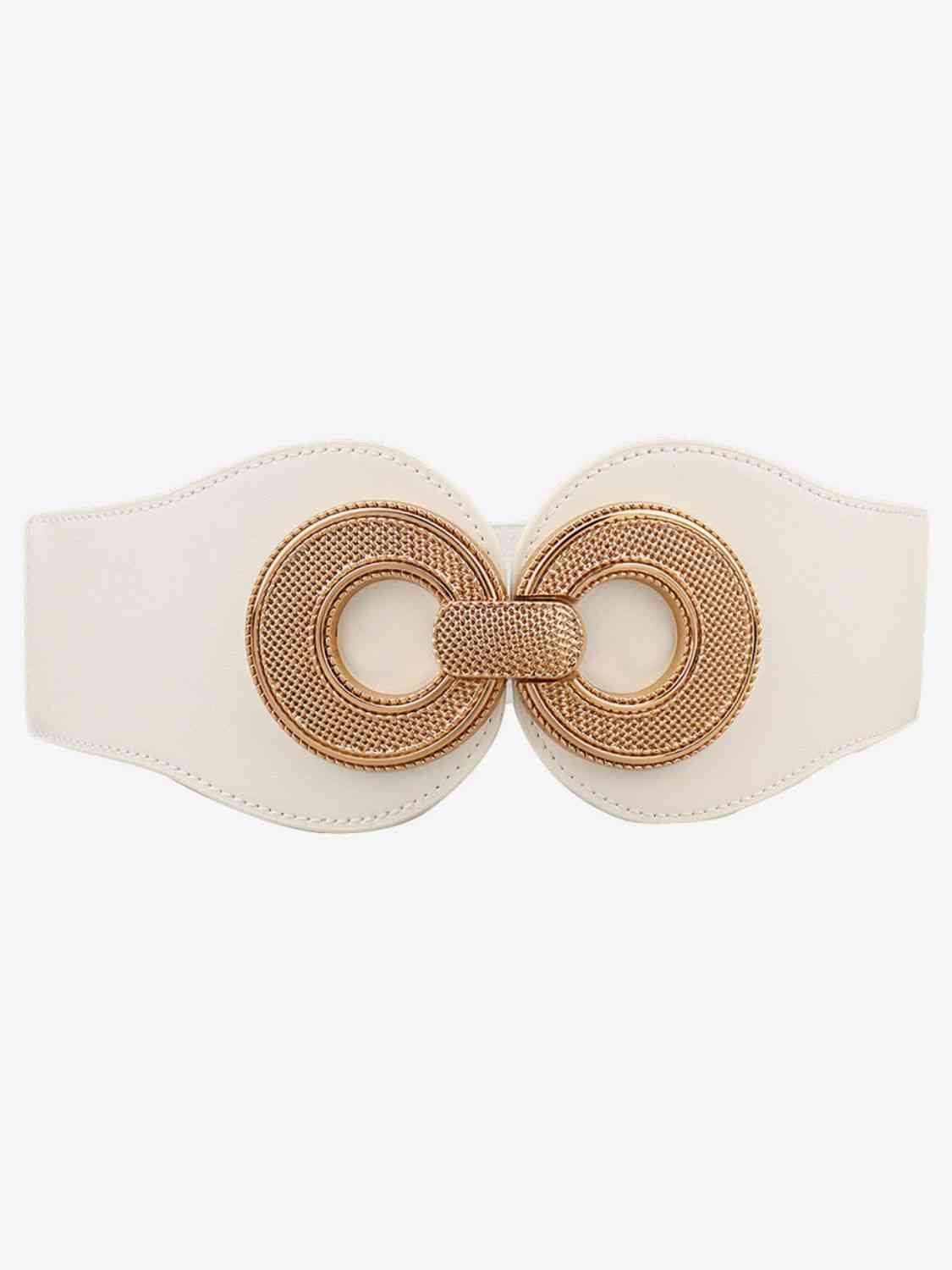 Alloy Buckle Elastic and Faux Leather Belt - belt - White - Bella Bourget