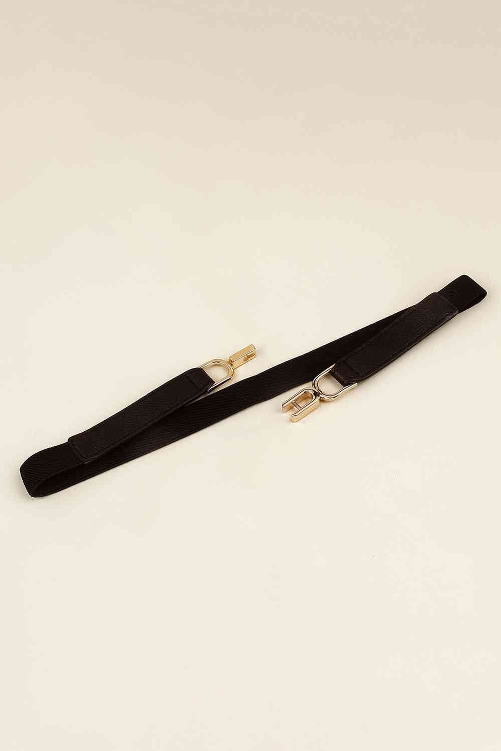 Alloy Buckle Elastic Belt - belt - Black - Bella Bourget