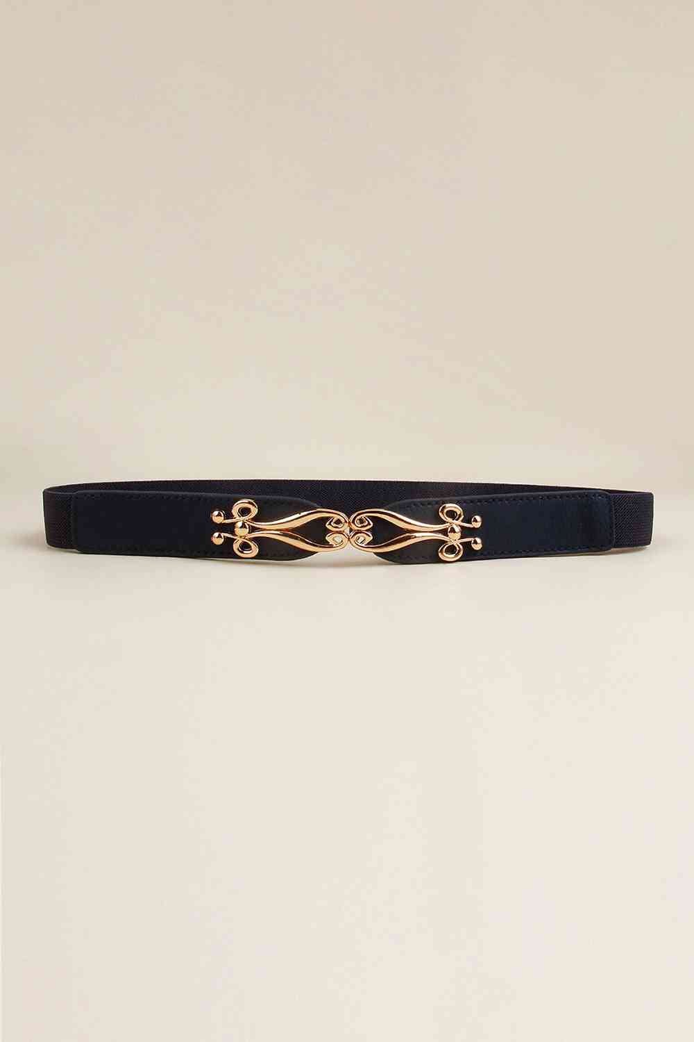 Alloy Buckle Elastic Belt - belt - Navy - Bella Bourget