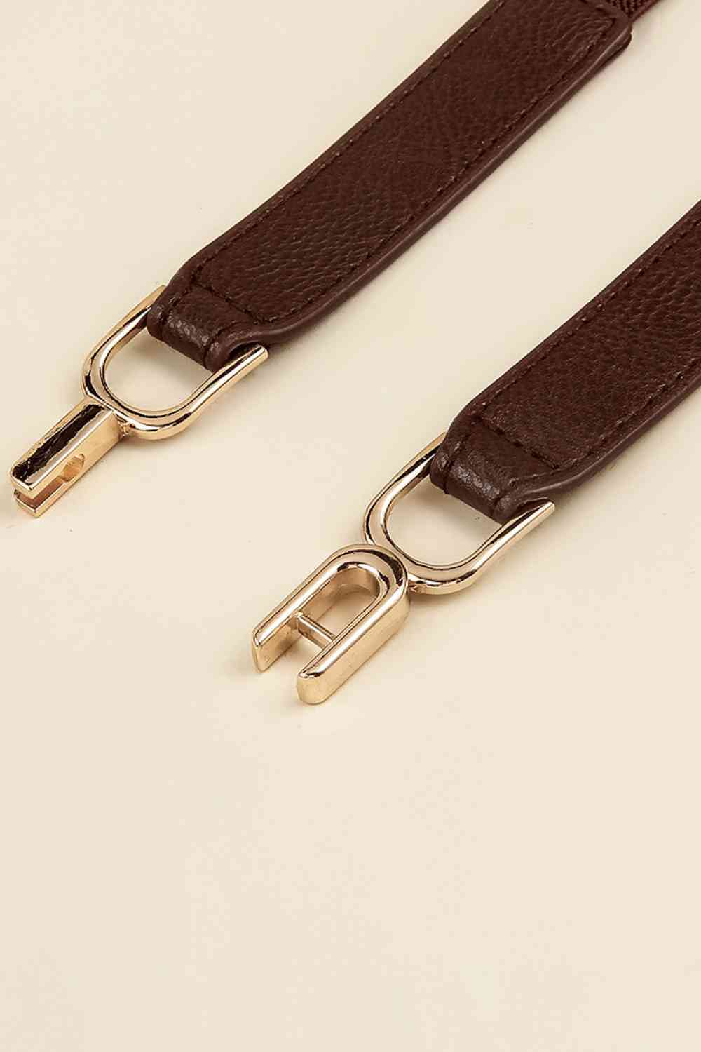 Alloy Buckle Elastic Belt - belt - Coffee Brown - Bella Bourget