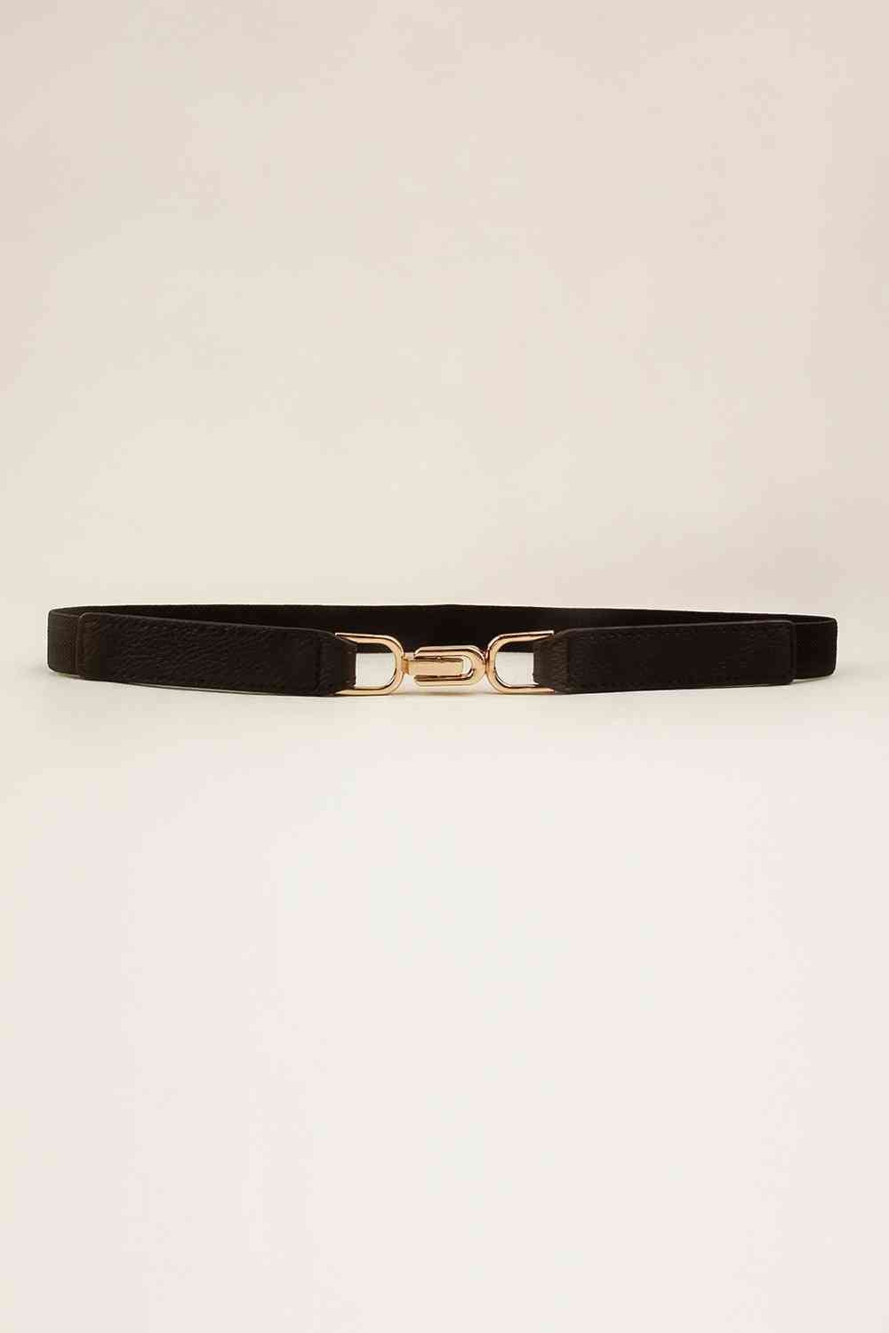 Alloy Buckle Elastic Belt - belt - Black - Bella Bourget