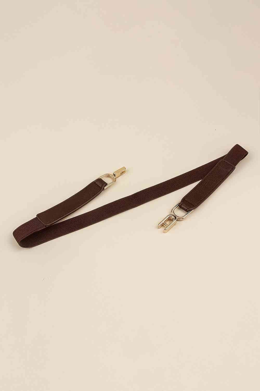 Alloy Buckle Elastic Belt - belt - Coffee Brown - Bella Bourget