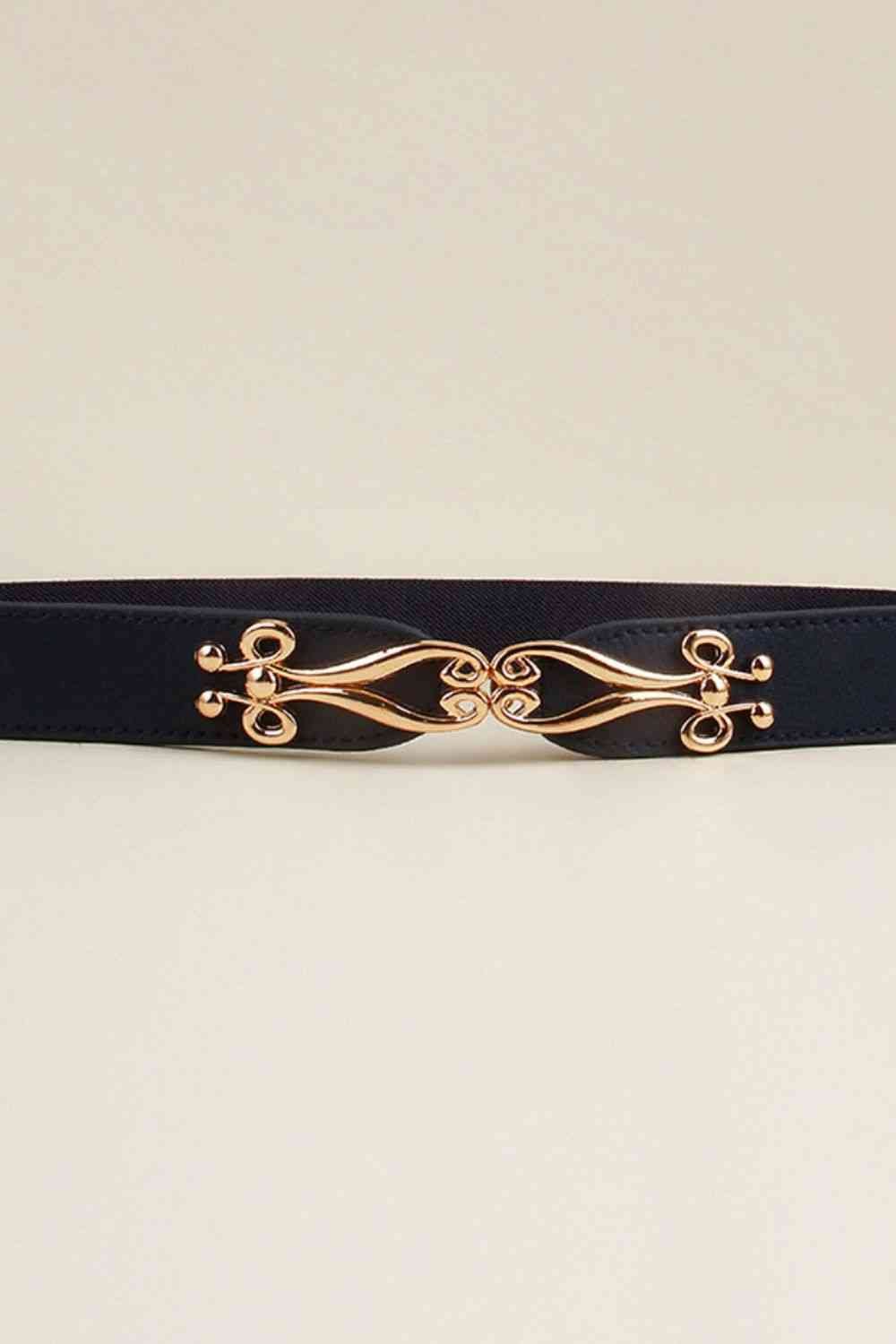 Alloy Buckle Elastic Belt - belt - Navy - Bella Bourget