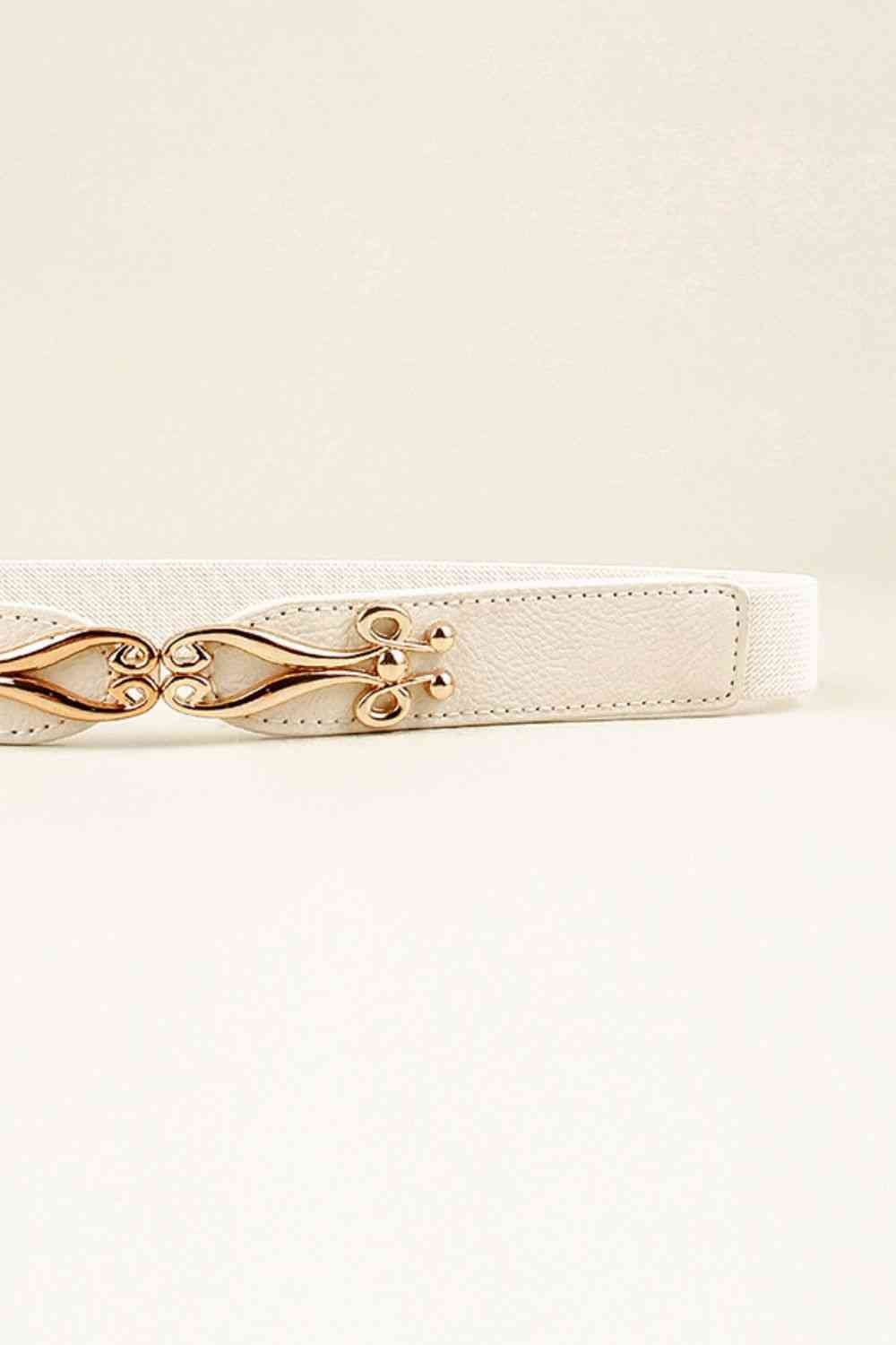 Alloy Buckle Elastic Belt - belt - White - Bella Bourget