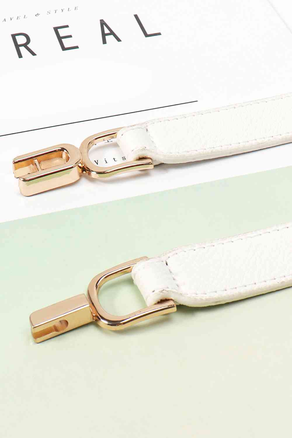 Alloy Buckle Elastic Belt - belt - White - Bella Bourget