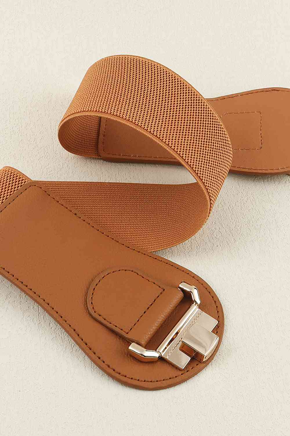 Alloy Buckle Elastic Belt - belt - Ochre - Bella Bourget