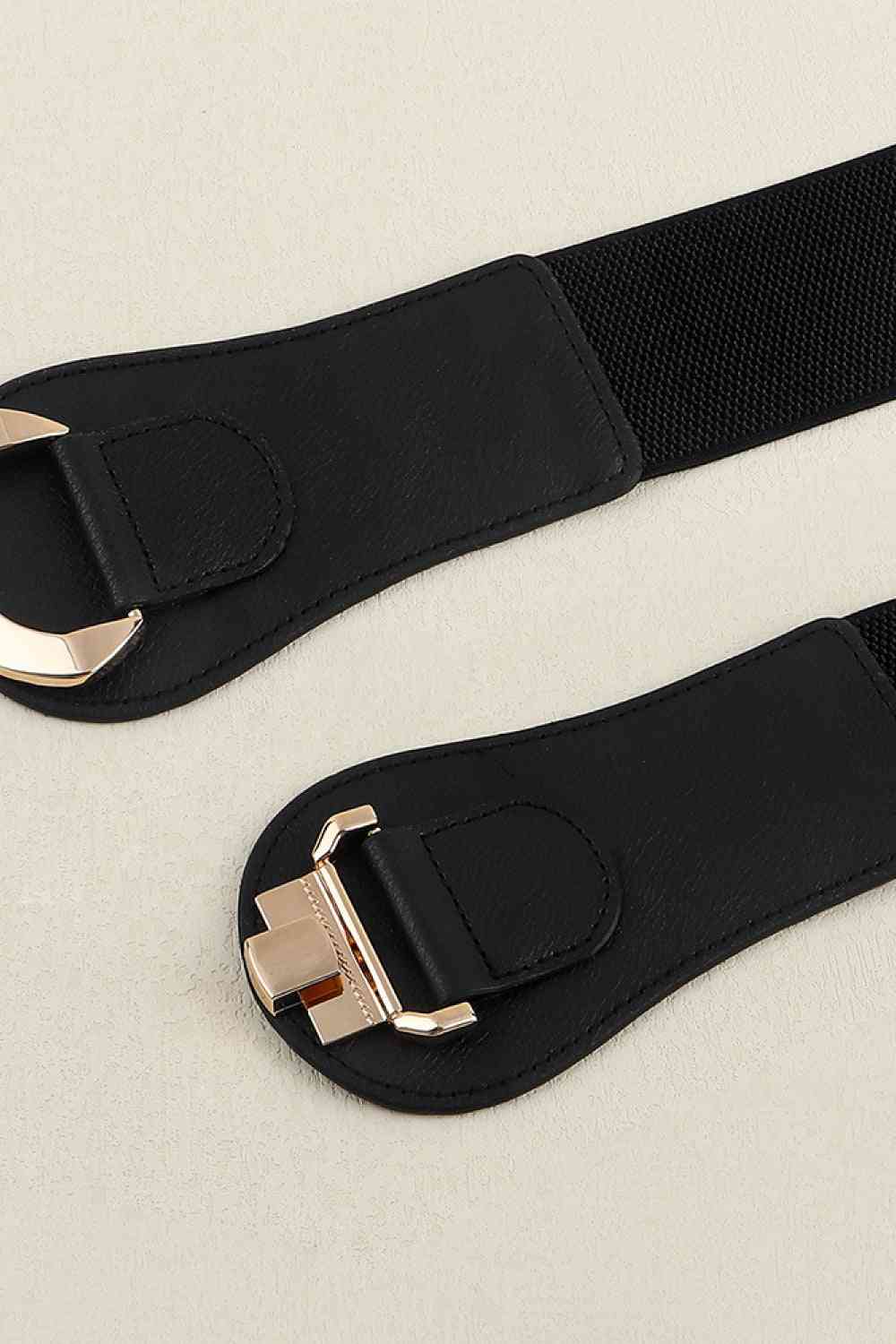 Alloy Buckle Elastic Belt - belt - Black - Bella Bourget