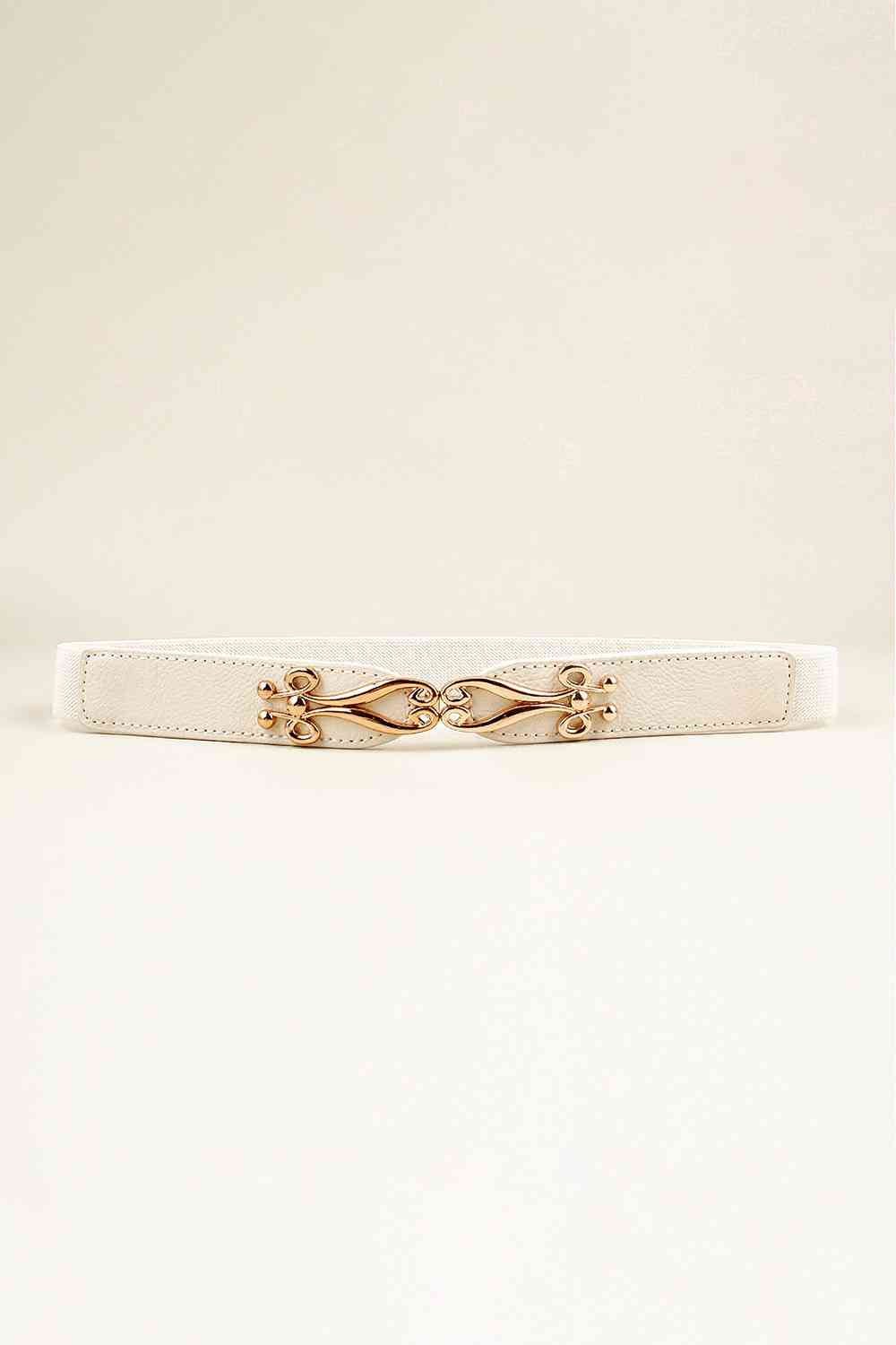 Alloy Buckle Elastic Belt - belt - White - Bella Bourget