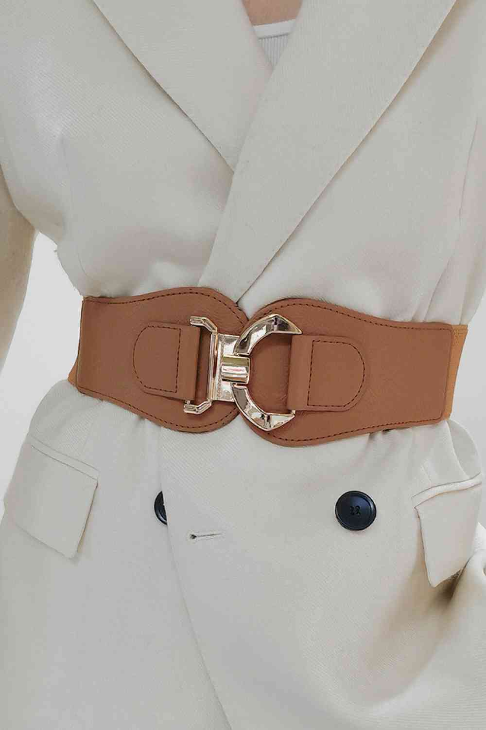 Alloy Buckle Elastic Belt - belt - Ochre - Bella Bourget