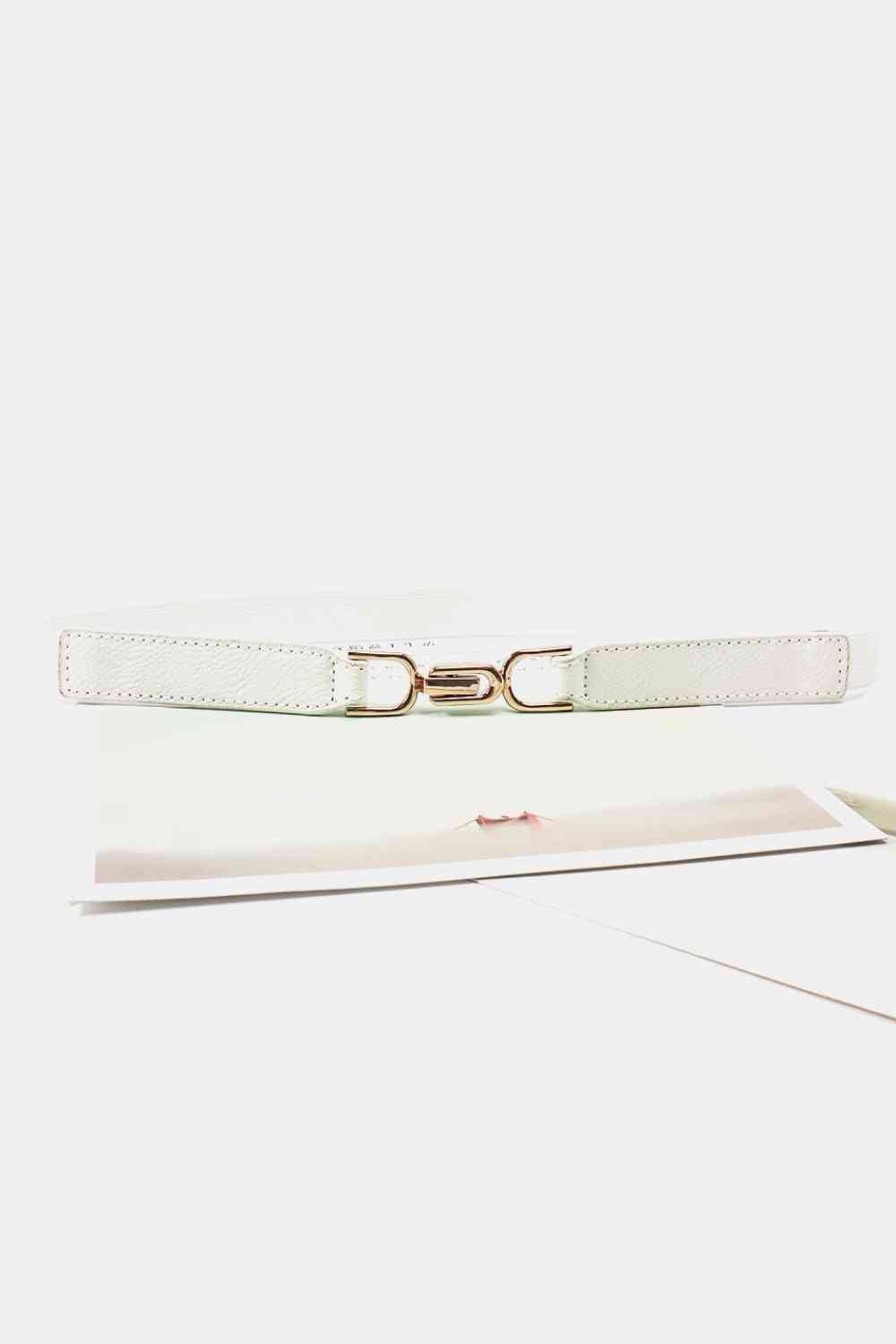 Alloy Buckle Elastic Belt - belt - White - Bella Bourget