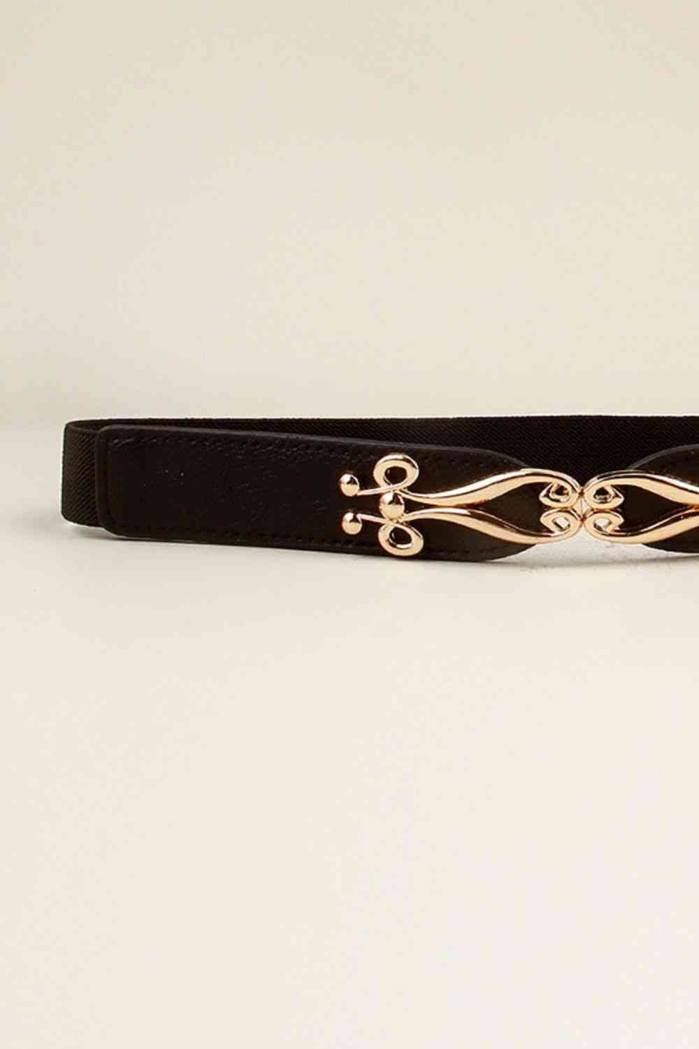 Alloy Buckle Elastic Belt - belt - Black - Bella Bourget