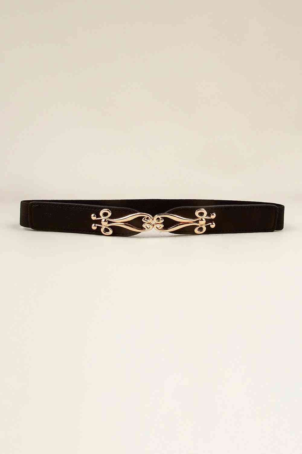 Alloy Buckle Elastic Belt - belt - Black - Bella Bourget