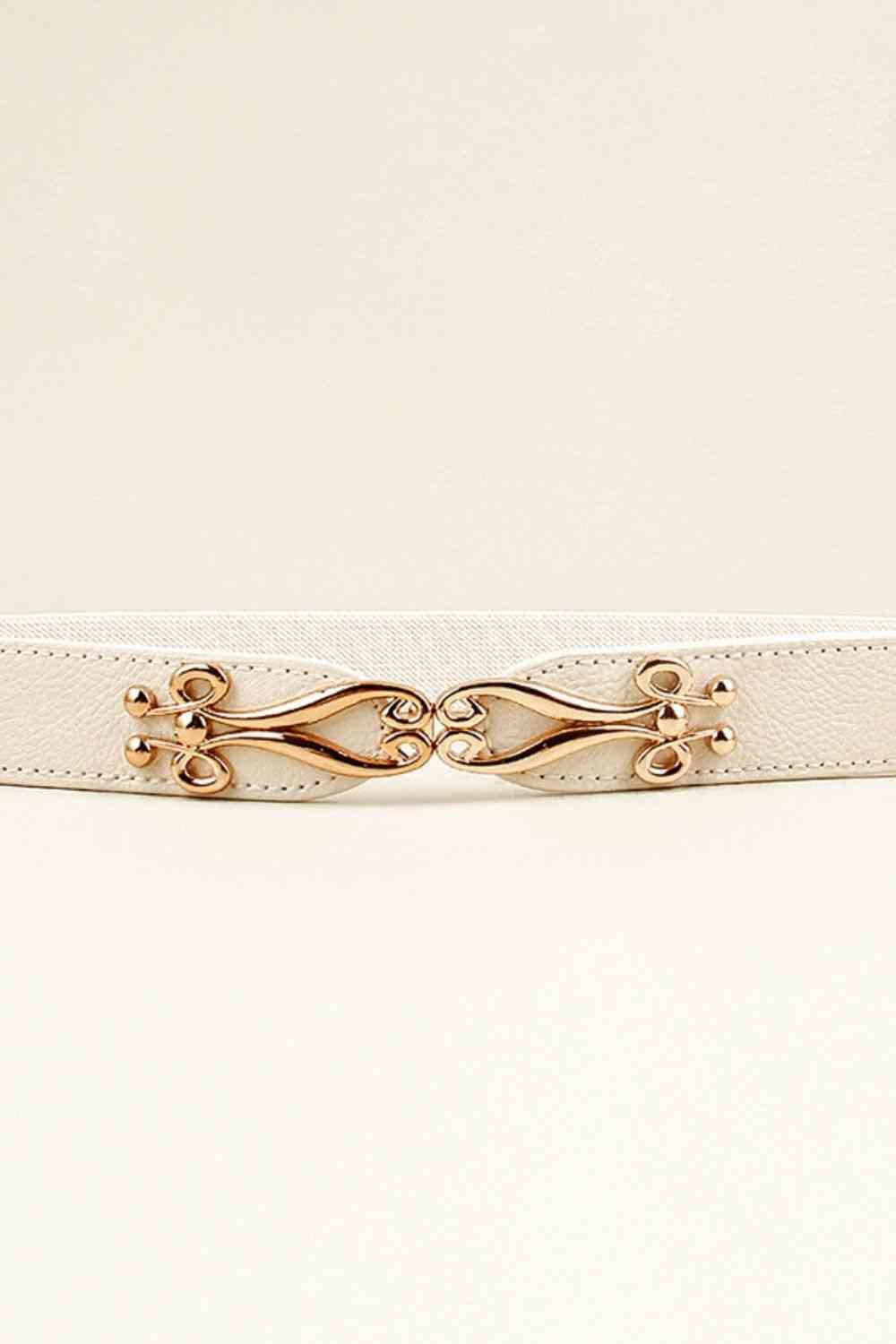 Alloy Buckle Elastic Belt - belt - White - Bella Bourget