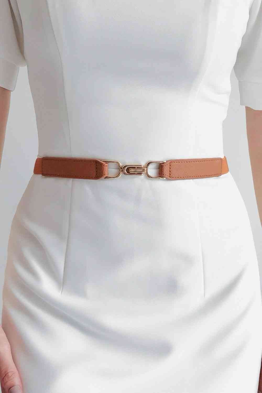 Alloy Buckle Elastic Belt - belt - Ochre - Bella Bourget