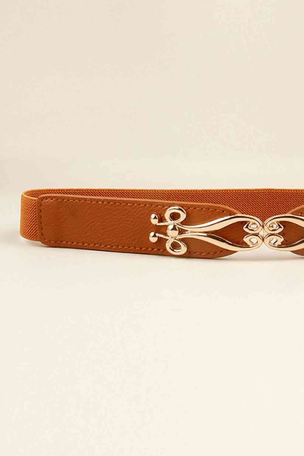 Alloy Buckle Elastic Belt - belt - Ochre - Bella Bourget