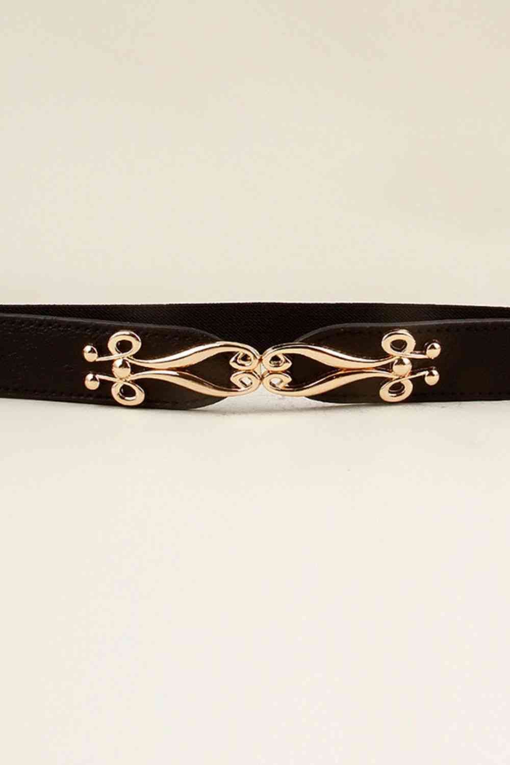 Alloy Buckle Elastic Belt - belt - Black - Bella Bourget