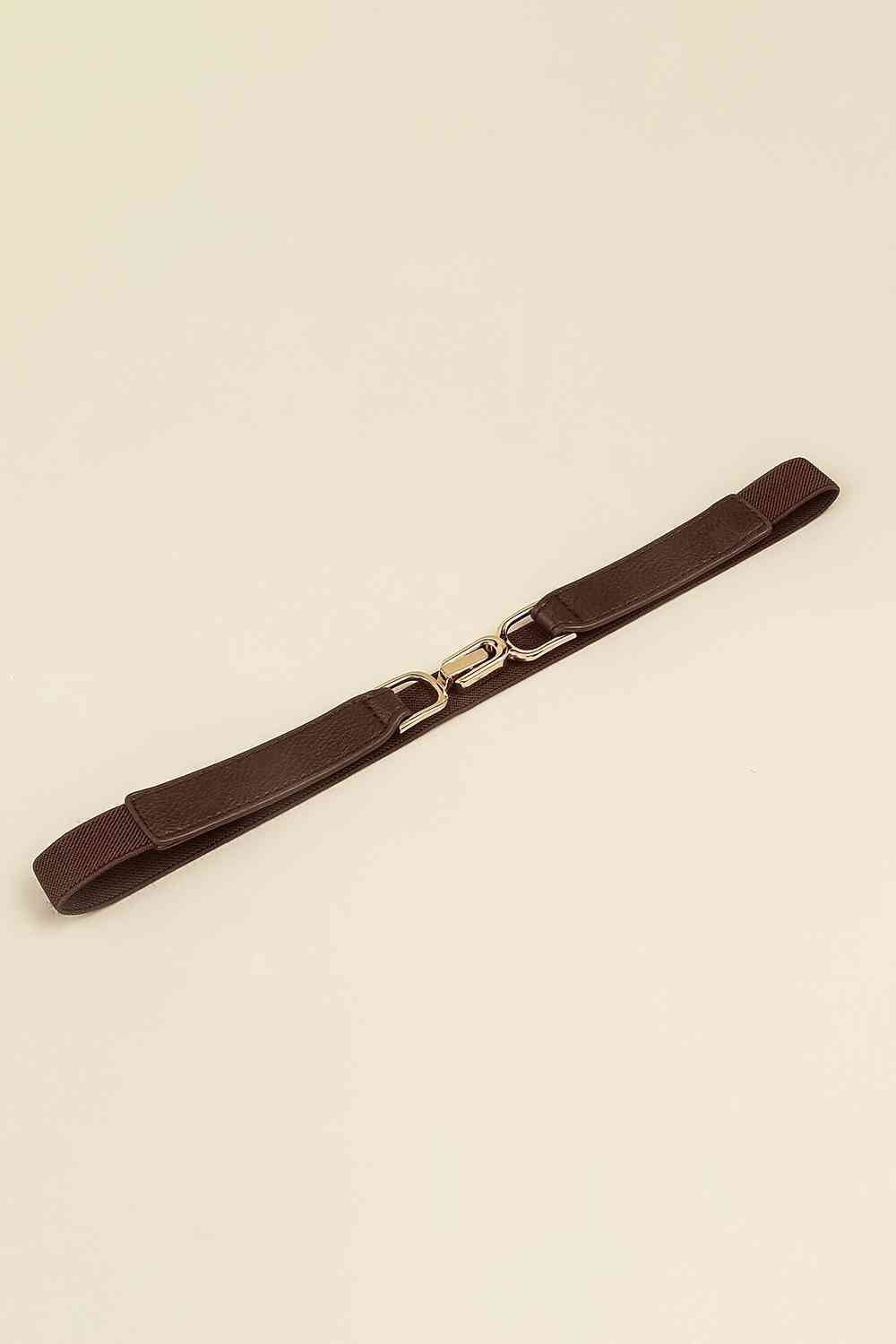 Alloy Buckle Elastic Belt - belt - Coffee Brown - Bella Bourget