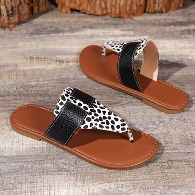 Animal Print Open Toe Sandals - shoes - Black - Bella Bourget