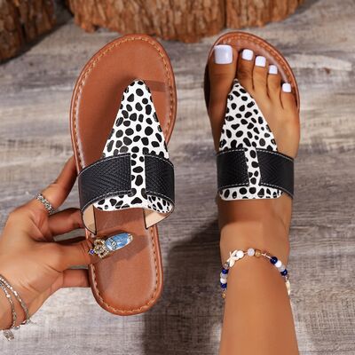 Animal Print Open Toe Sandals - shoes - Black - Bella Bourget