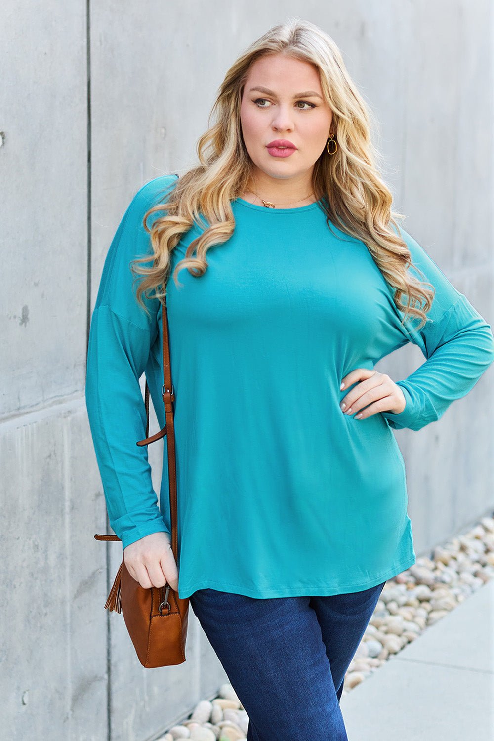 Basic Bae Full Size Round Neck Dropped Shoulder T - Shirt - Shirt - Army Green - Bella Bourget