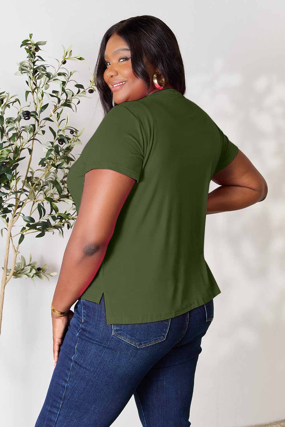 Basic Bae Full Size Round Neck Short Sleeve T - Shirt - Shirt - Dusty Pink - Bella Bourget