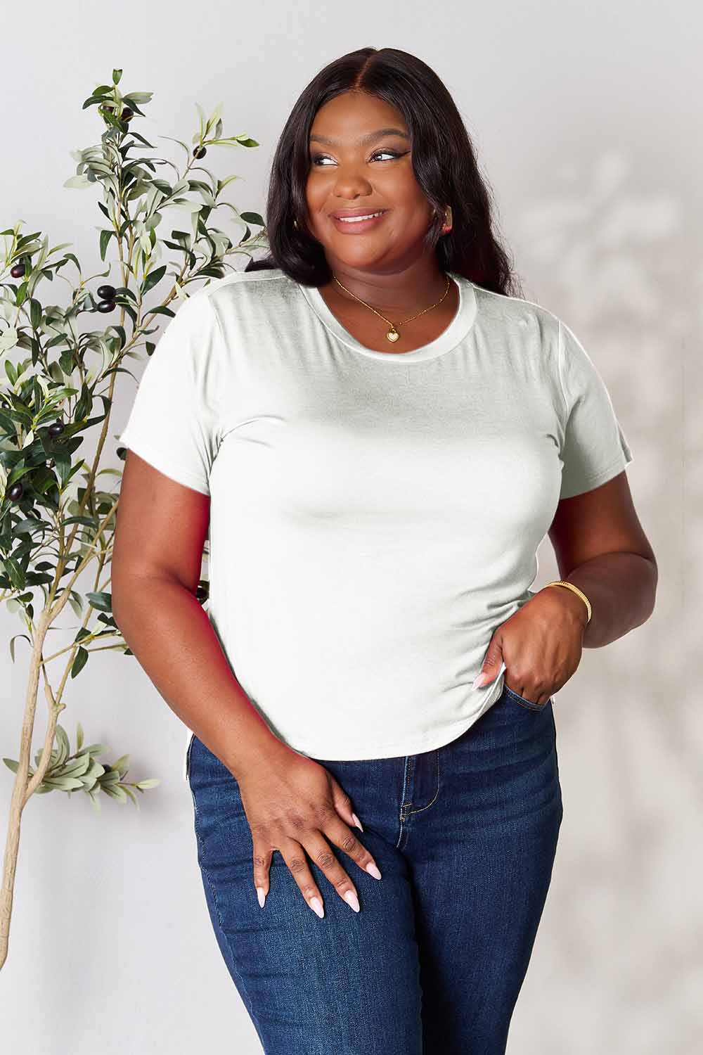 Basic Bae Full Size Round Neck Short Sleeve T - Shirt - Shirt - Dusty Pink - Bella Bourget