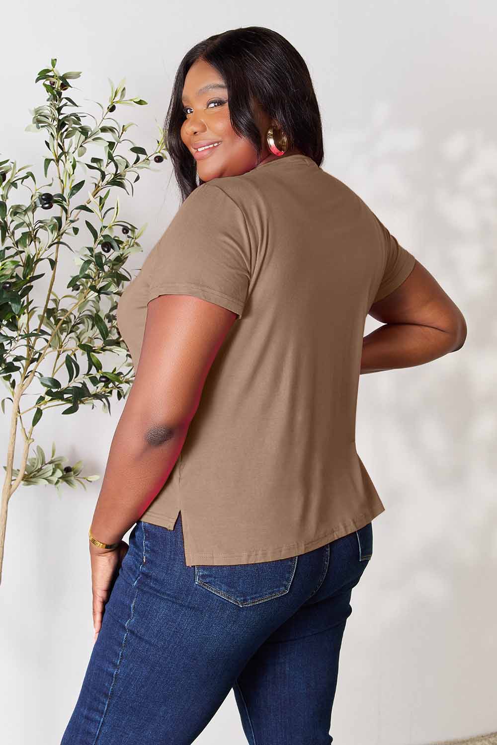 Basic Bae Full Size Round Neck Short Sleeve T - Shirt - Shirt - Dusty Pink - Bella Bourget