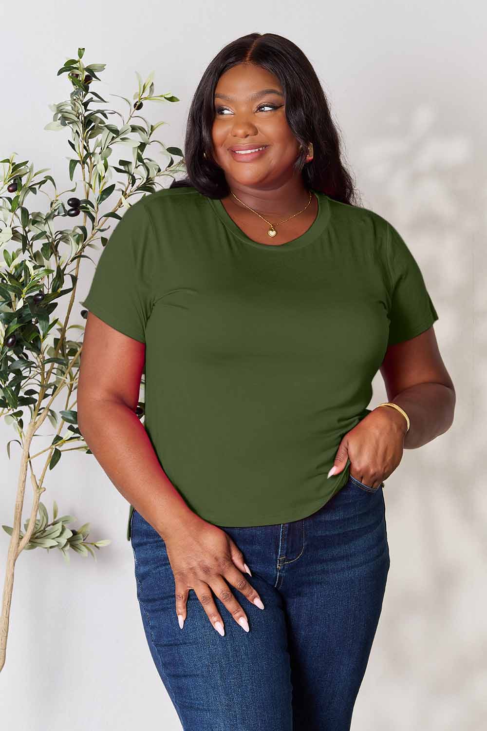 Basic Bae Full Size Round Neck Short Sleeve T - Shirt - Shirt - Dusty Pink - Bella Bourget
