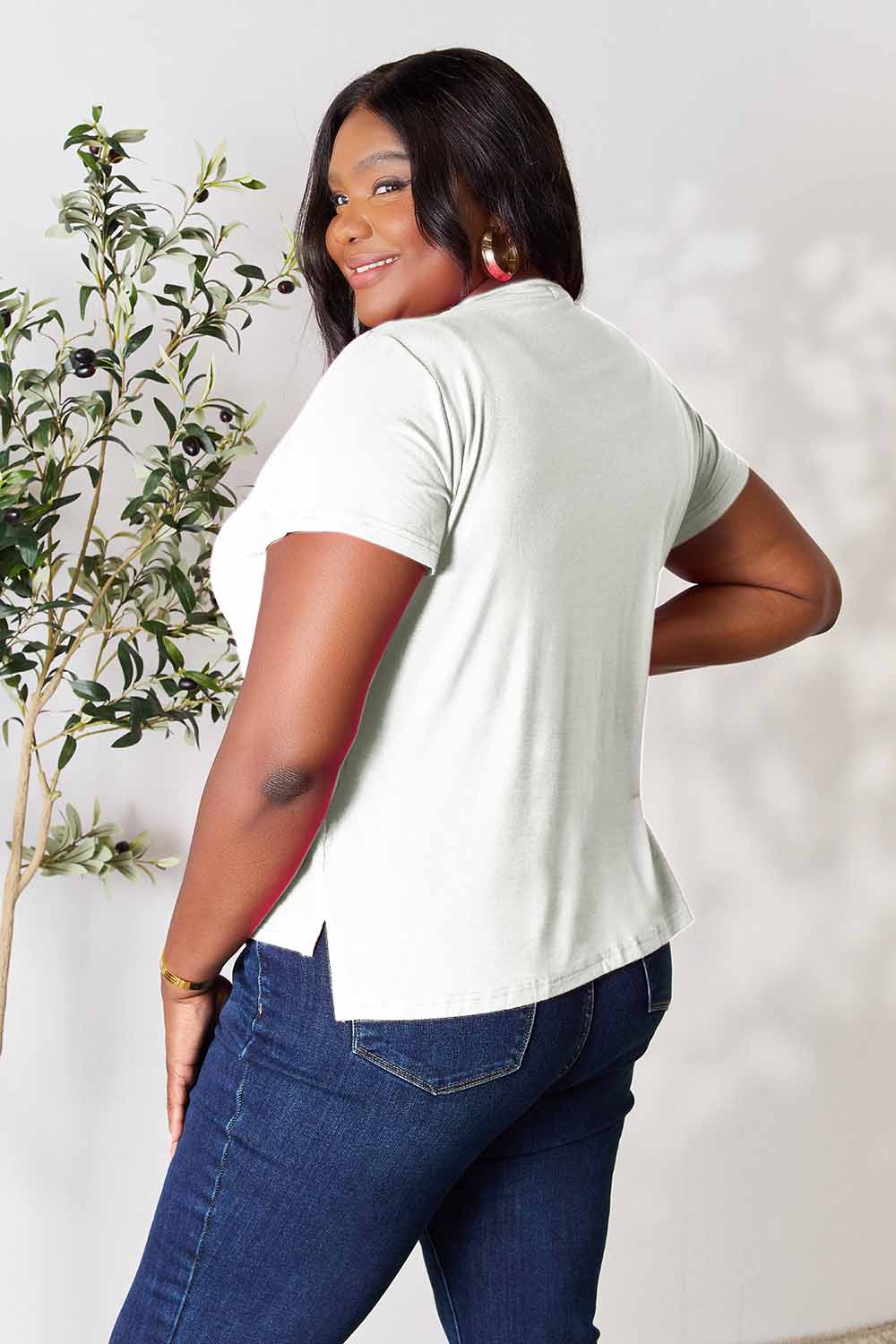 Basic Bae Full Size Round Neck Short Sleeve T - Shirt - Shirt - Dusty Pink - Bella Bourget