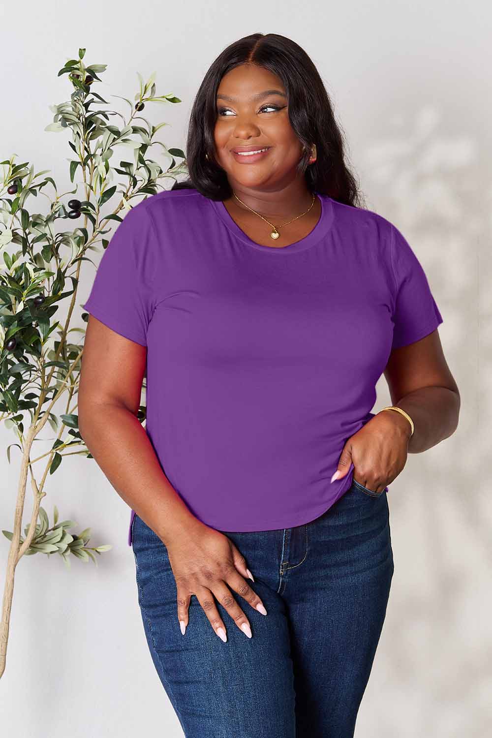 Basic Bae Full Size Round Neck Short Sleeve T - Shirt - Shirt - Dusty Pink - Bella Bourget