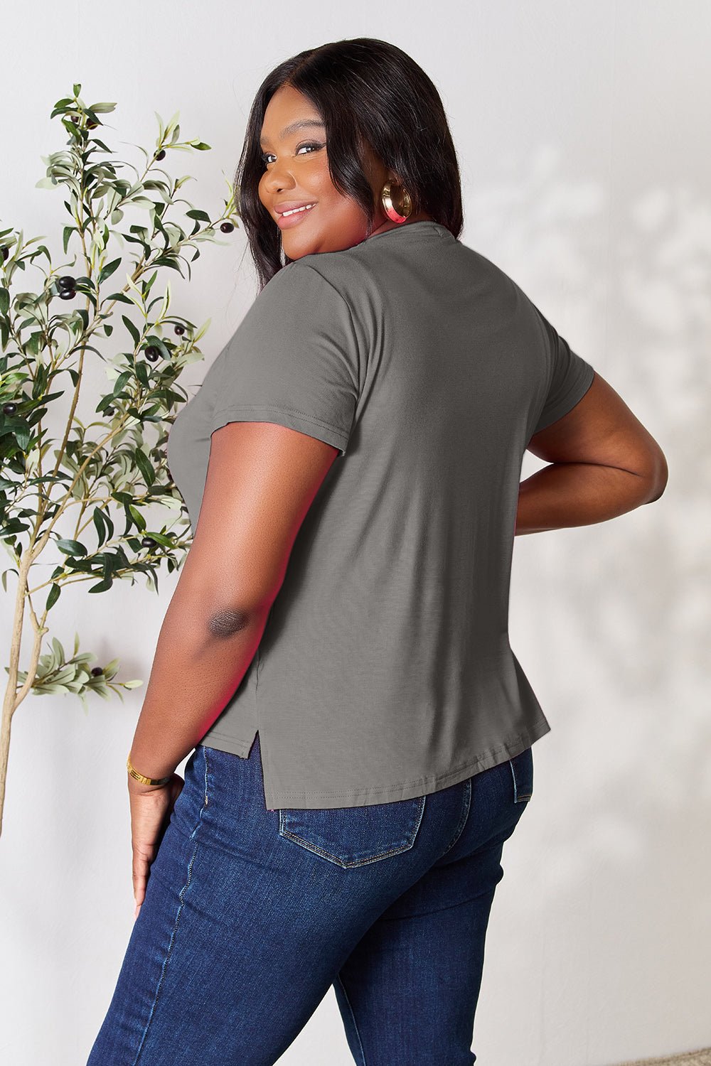 Basic Bae Full Size Round Neck Short Sleeve T - Shirt - Shirt - Dusty Pink - Bella Bourget