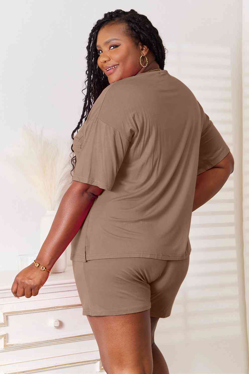 Basic Bae Full Size Soft Rayon Half Sleeve Top and Shorts Set - Two - Piece Set - Sky Blue - Bella Bourget
