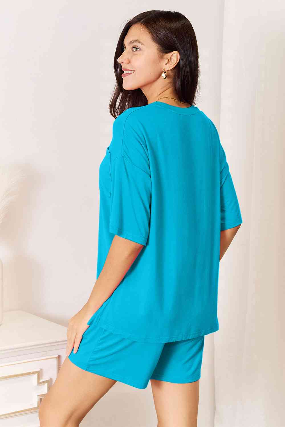 Basic Bae Full Size Soft Rayon Half Sleeve Top and Shorts Set - Two - Piece Set - Black - Bella Bourget