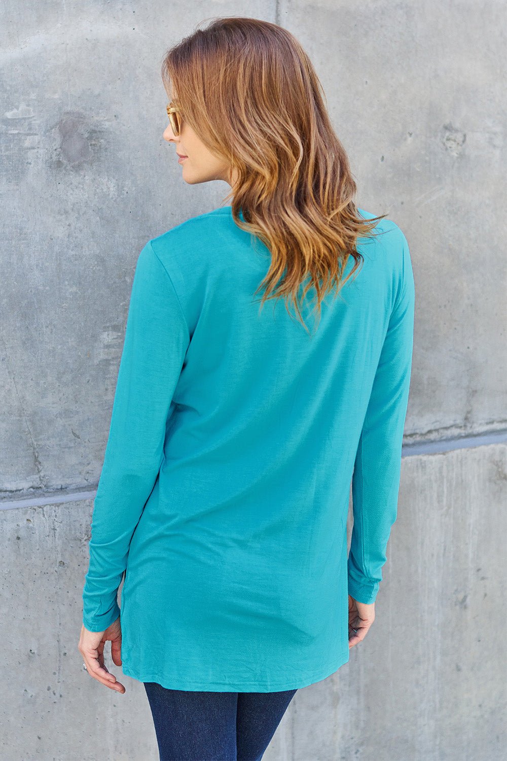 Basic Bae Round Neck Full Size Long Sleeve T - Shirt - Shirt - Azure - Bella Bourget