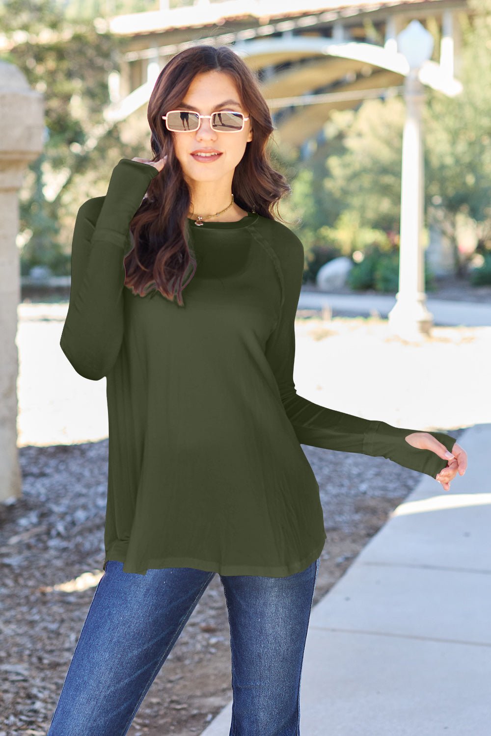 Basic Bae Round Neck Long Sleeve T - Shirt (Full Size) - T - Shirt - Black - Bella Bourget