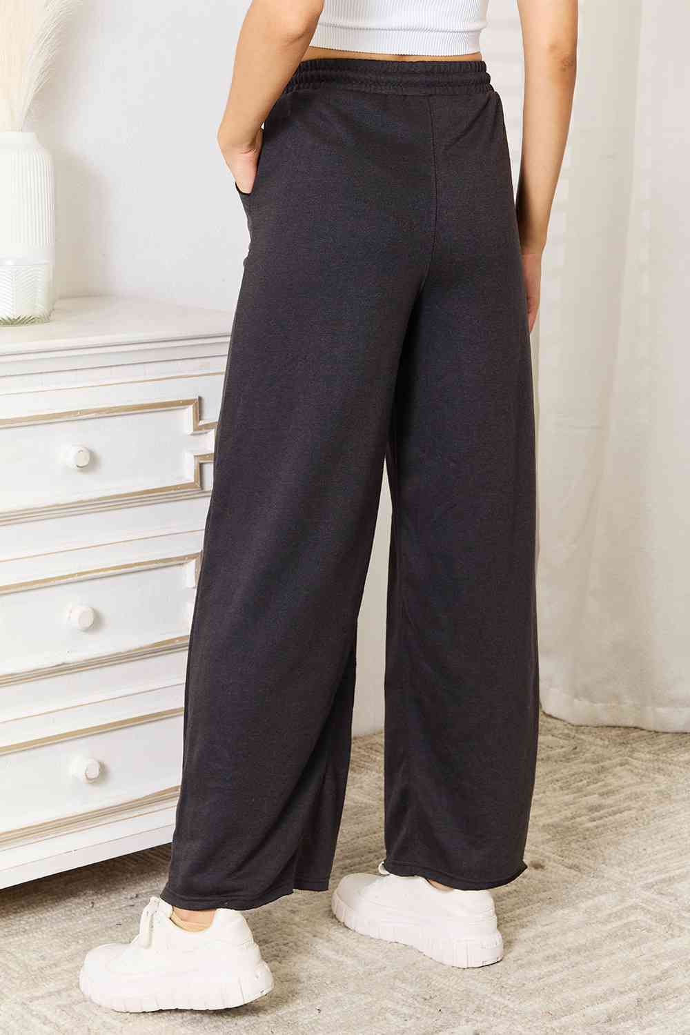 Basic Bae Wide Leg Pocketed Pants - Pants - Charcoal - Bella Bourget