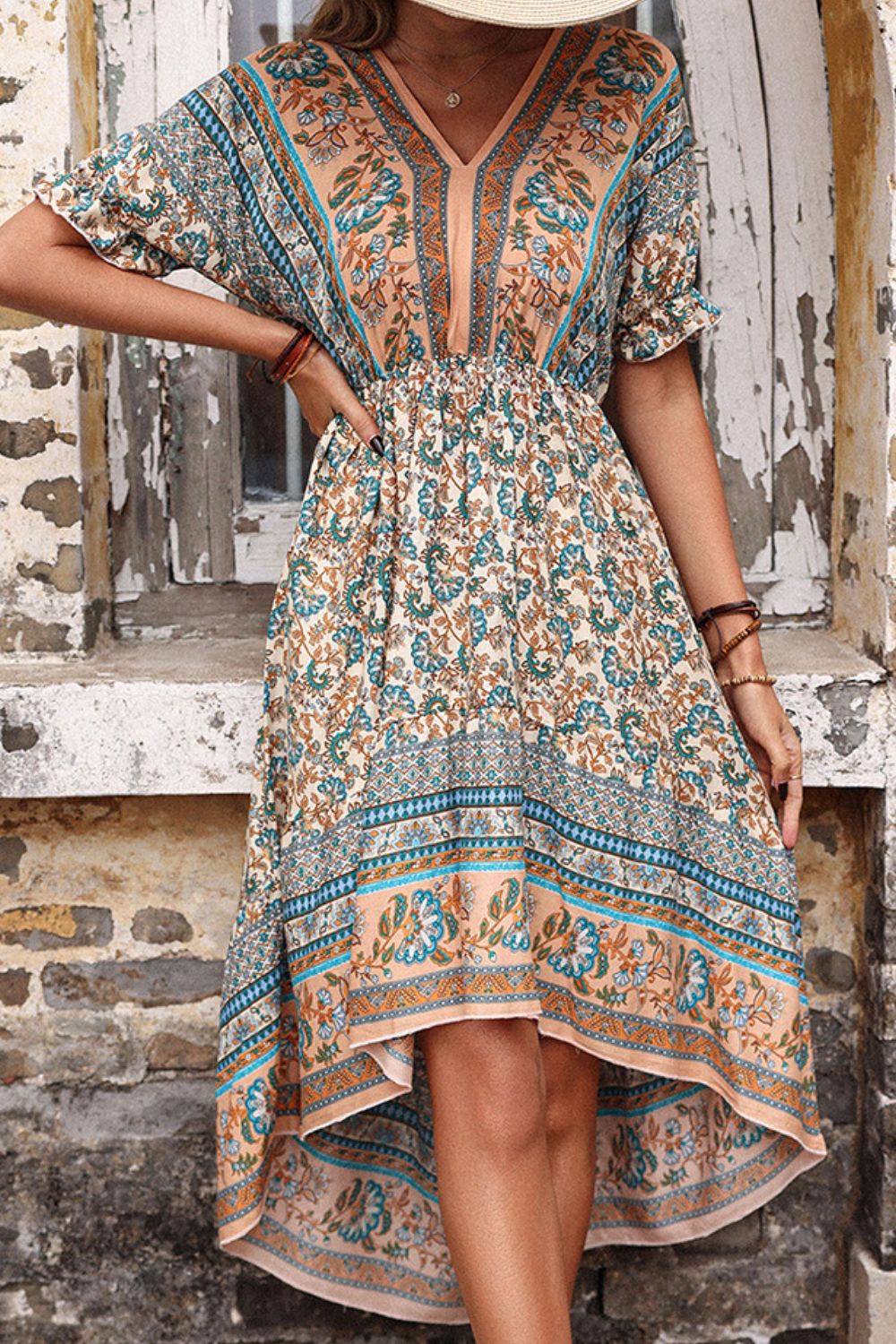 Bohemian High - Low Open Back Dress - Dress - Multi - Bella Bourget