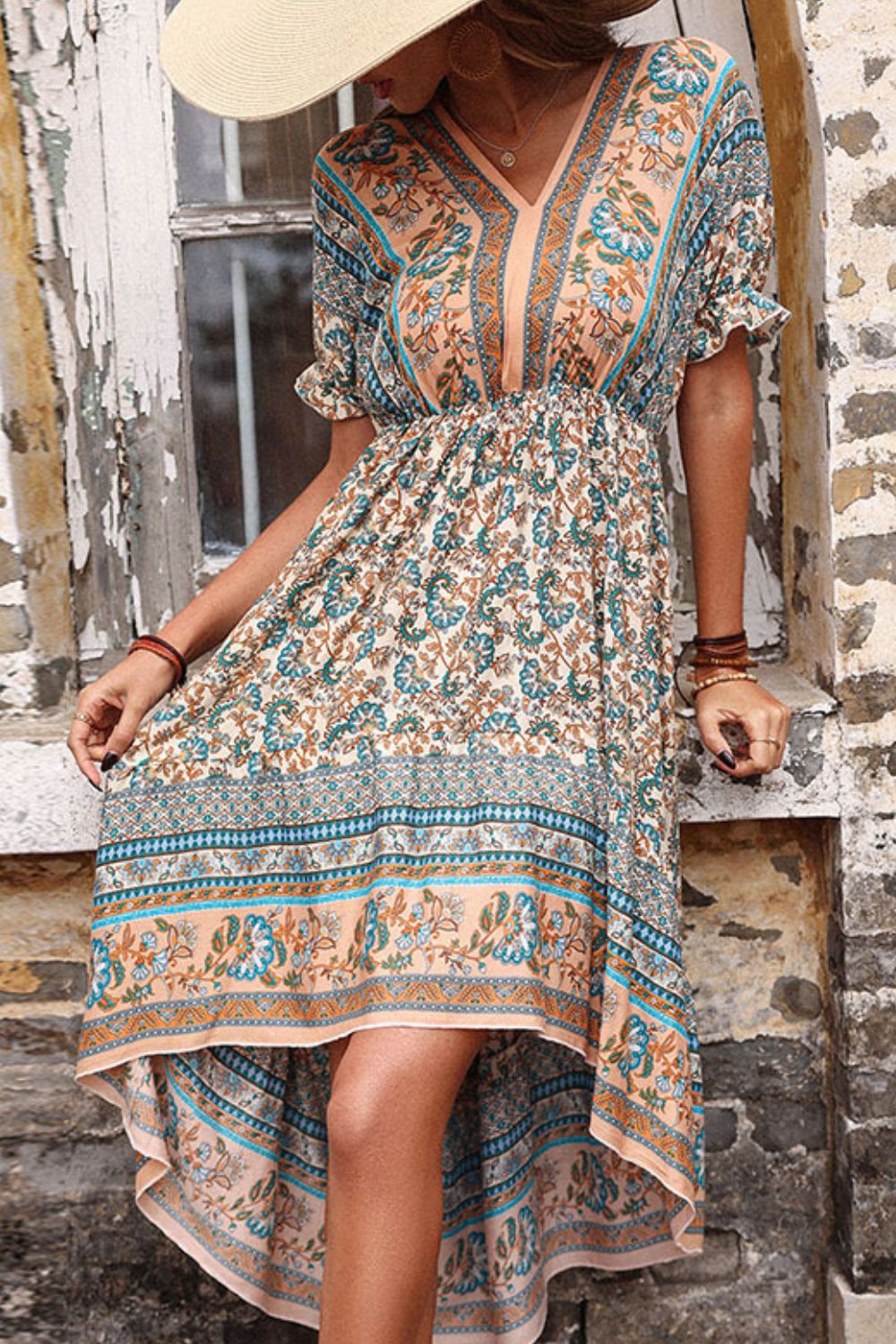 Bohemian High - Low Open Back Dress - Dress - Multi - Bella Bourget