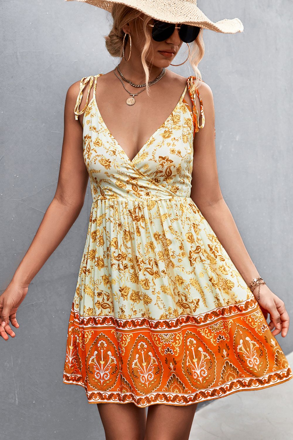 Bohemian Tie Shoulder Surplice Backless Dress - Dress - Butter Yellow - Bella Bourget