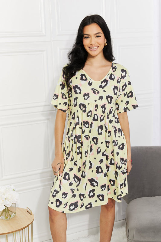 BOMBOM Take It Easy Animal Print Dress - Dress - Lemon - Bella Bourget