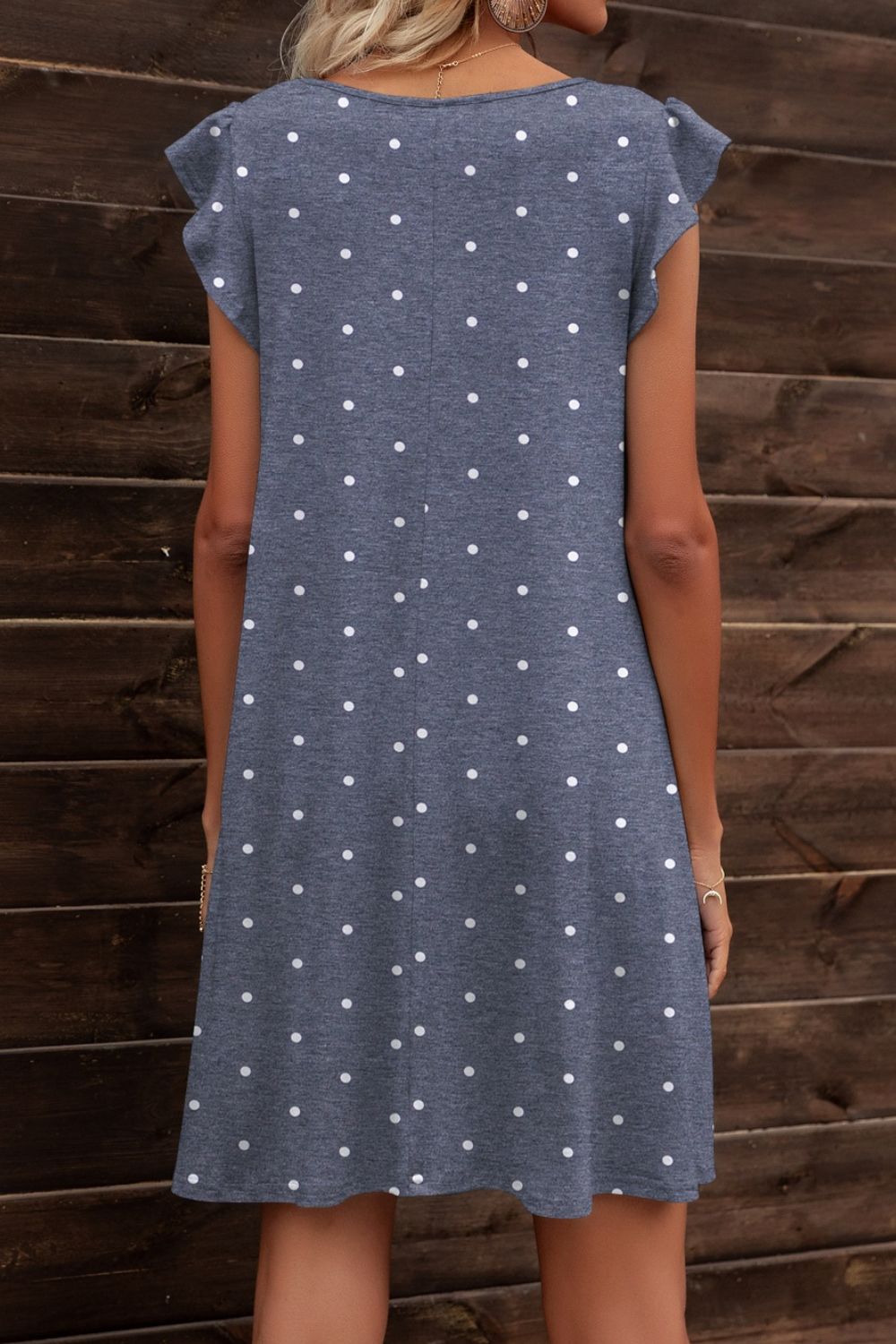 Butterfly Sleeve Round Neck Dress - Dress - Dusty Blue - Bella Bourget