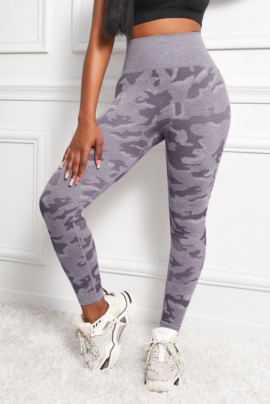 Purple camouflage high waist seamless active leggings - Leggings - Purple - Bella Bourget