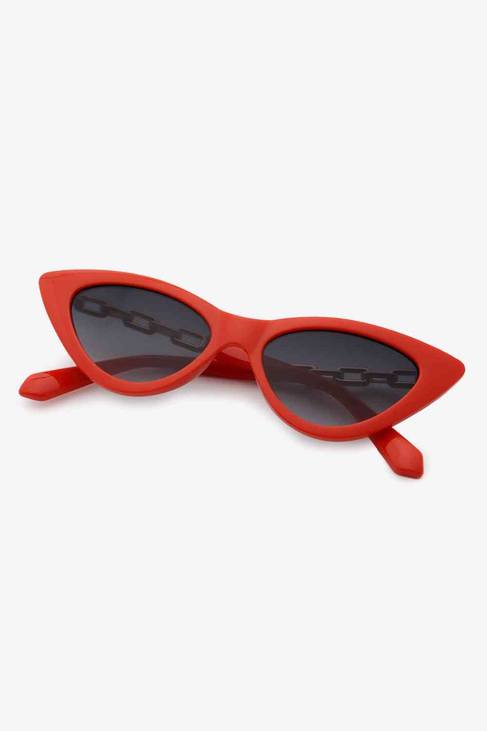 Chain Detail Cat - Eye Sunglasses - sunglasses - Deep Red - Bella Bourget