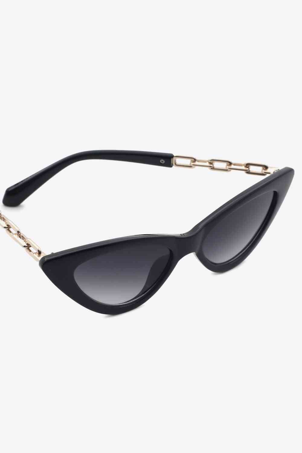 Chain Detail Cat - Eye Sunglasses - sunglasses - Black - Bella Bourget