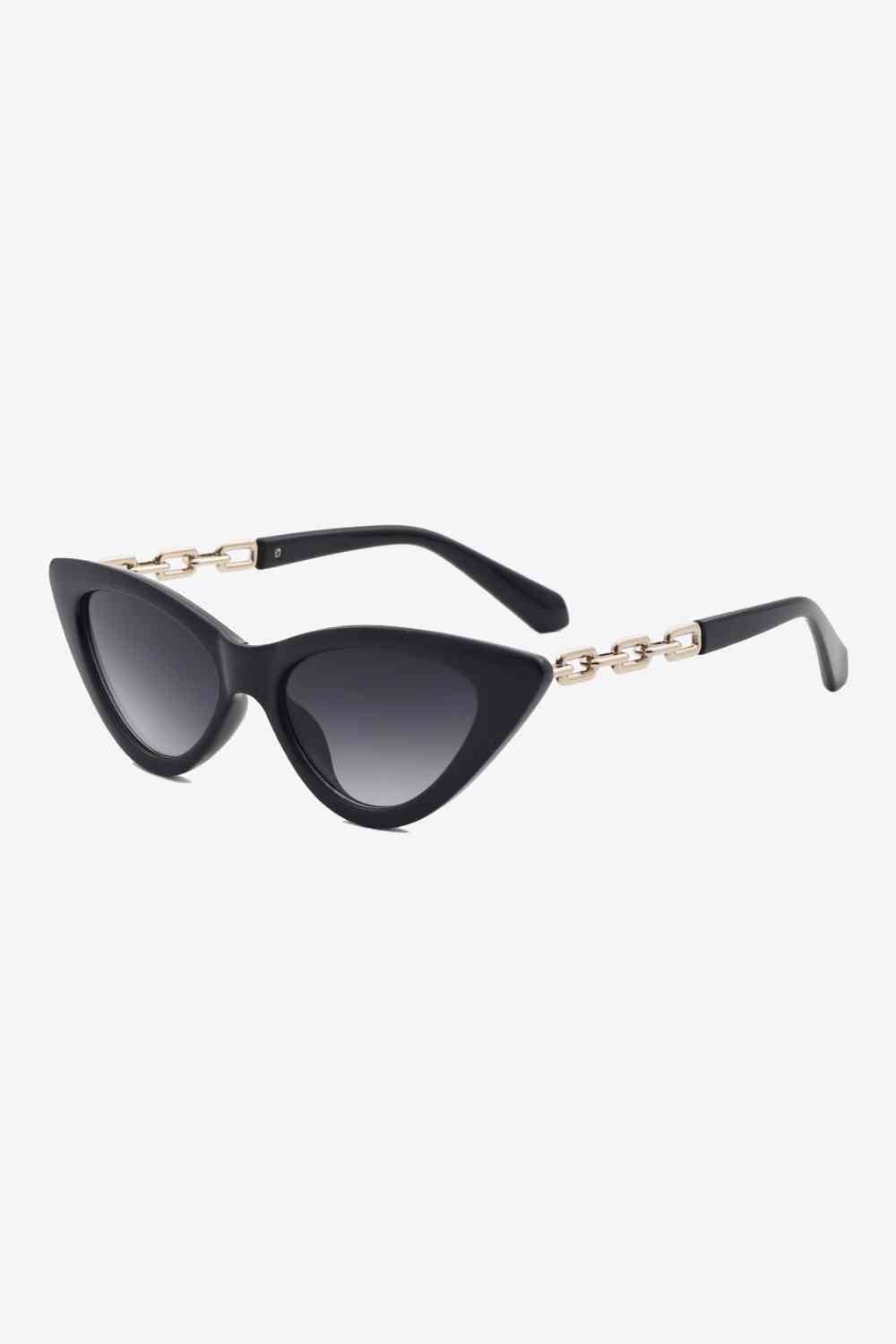 Chain Detail Cat - Eye Sunglasses - sunglasses - Black - Bella Bourget