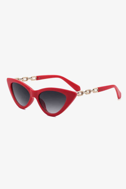 Chain Detail Cat - Eye Sunglasses - sunglasses - Deep Red - Bella Bourget