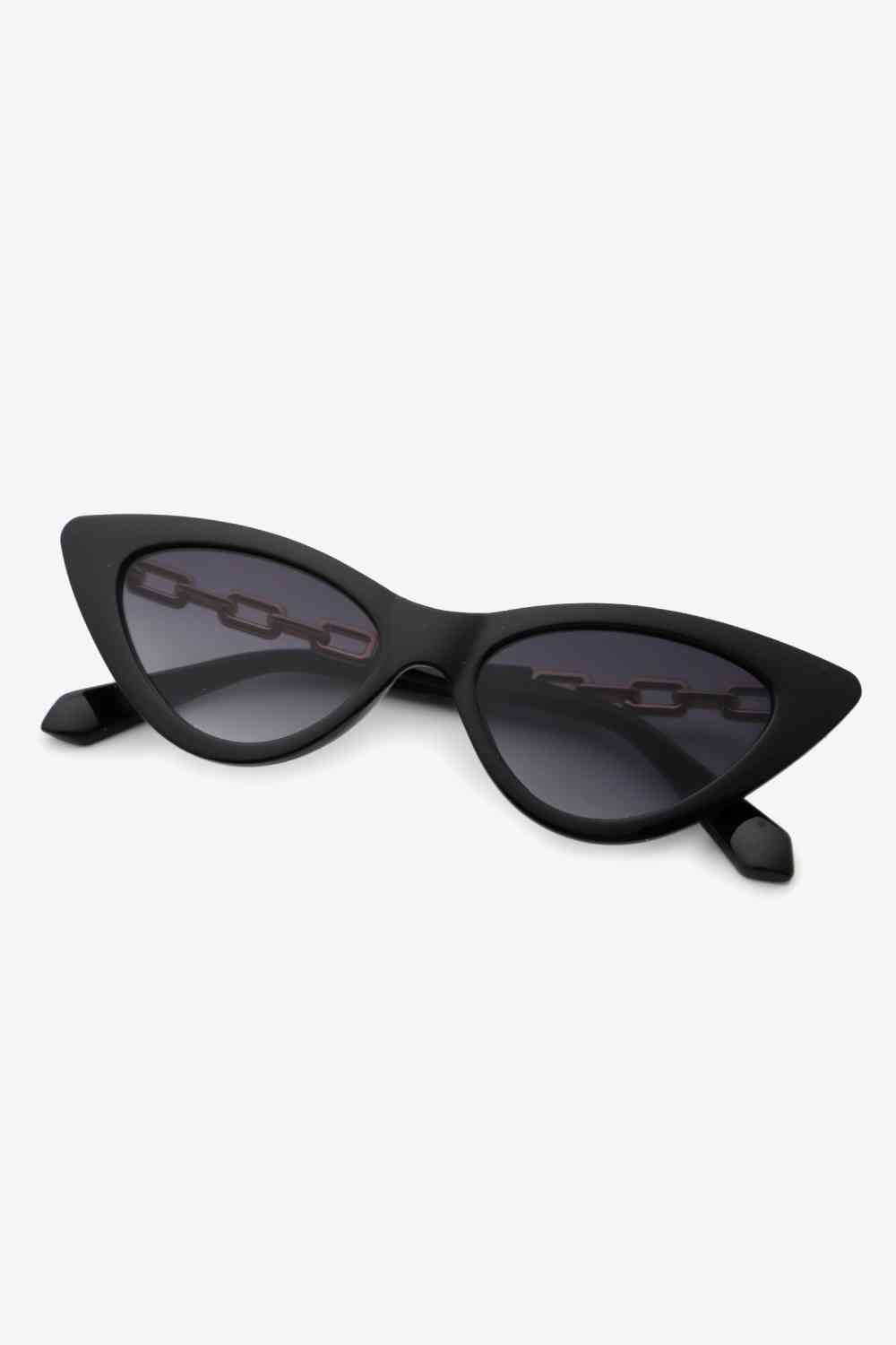 Chain Detail Cat - Eye Sunglasses - sunglasses - Black - Bella Bourget