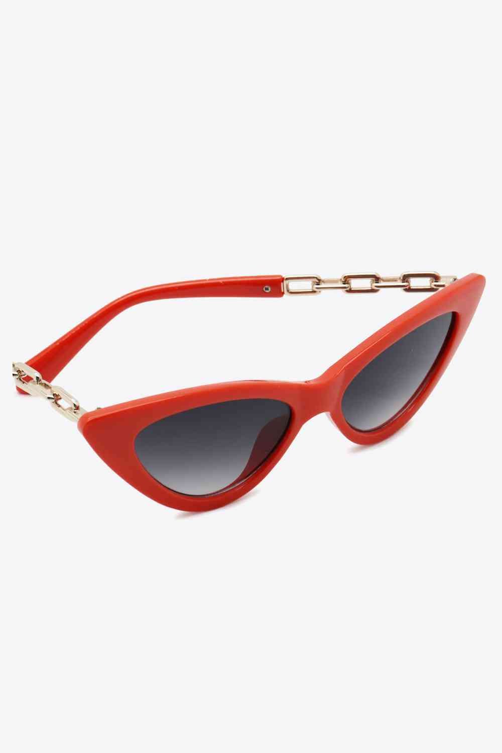 Chain Detail Cat - Eye Sunglasses - sunglasses - Deep Red - Bella Bourget