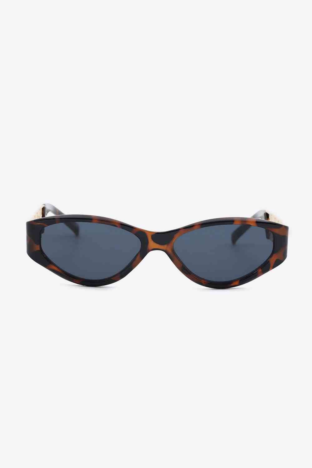 Chain Detail Temple Cat Eye Sunglasses - sunglasses - Chestnut - Bella Bourget