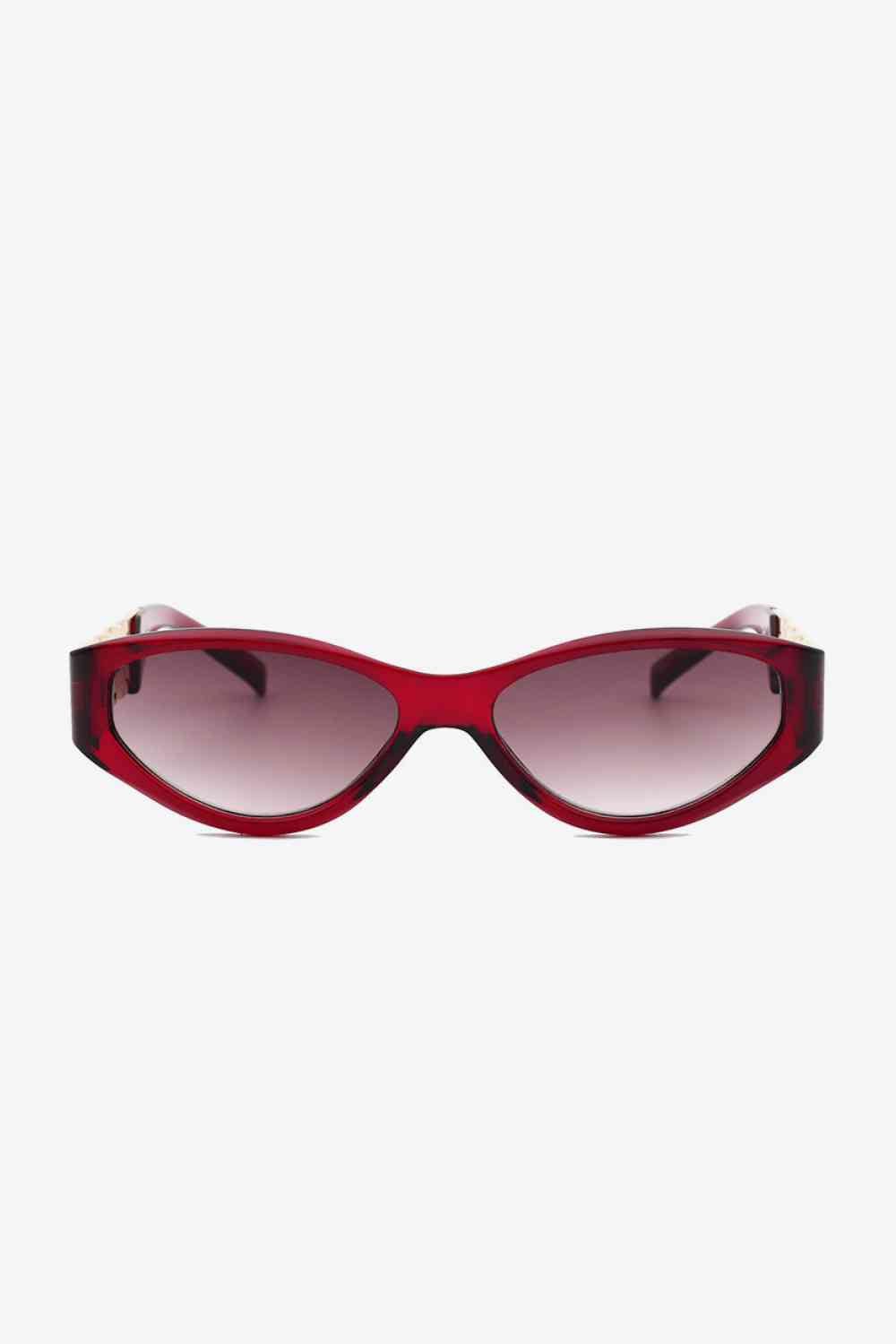 Chain Detail Temple Cat Eye Sunglasses - sunglasses - Deep Red - Bella Bourget